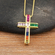 Charger l'image dans la galerie, Collier Croix Arc-En-Ciel