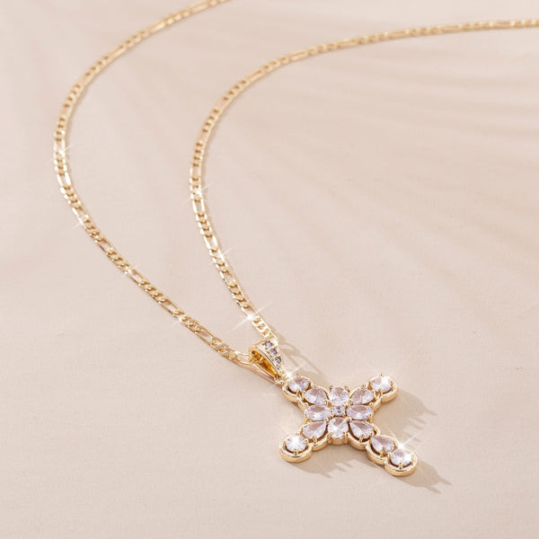 Collier Croix Fleurie