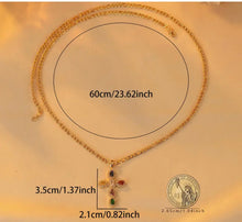 Charger l'image dans la galerie, Collier Croix dorée avec pierres de couleurs variées
