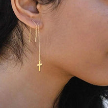 Charger l'image dans la galerie, Boucles d'oreilles Croix  Chaînes Élégance
