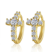 Charger l'image dans la galerie, Boucles d’oreilles créoles croix dorées
